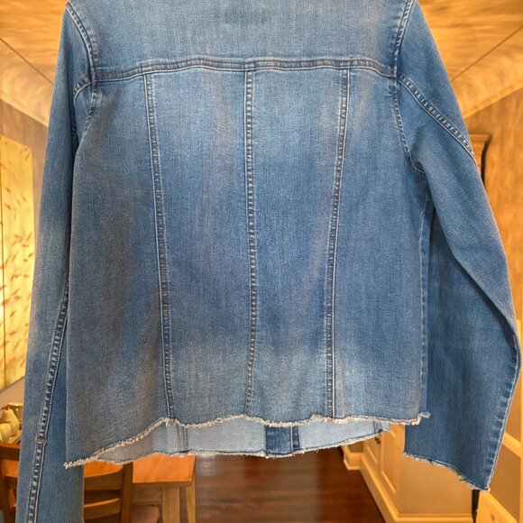 NWT LOGO by Lori Goldstein Denim Jacket Lea Fray Hem Blue Jean Western Jacket.10 - Picture 10 of 10